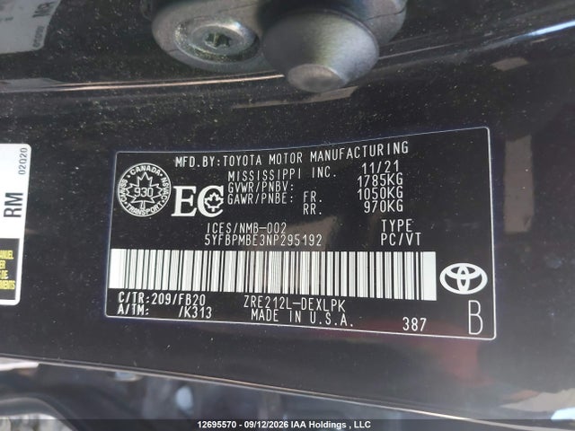 Toyota Corolla Le/xle 2022 5YFBPMBE3NP295192 Image 9