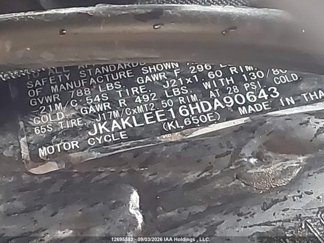 JKAKLEE16HDA90643 Kawasaki Kl650 E