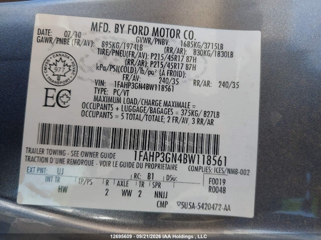 Aukcja sprzedaży 2011 Ford Focus Ses, vin: 1FAHP3GN4BW118561, numer aukcji: 12695609