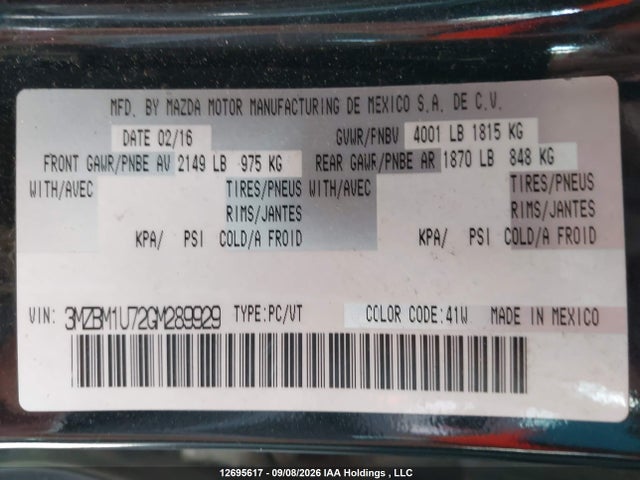 Mazda Mazda3 G/gx 2016 3MZBM1U72GM289929 Image 9