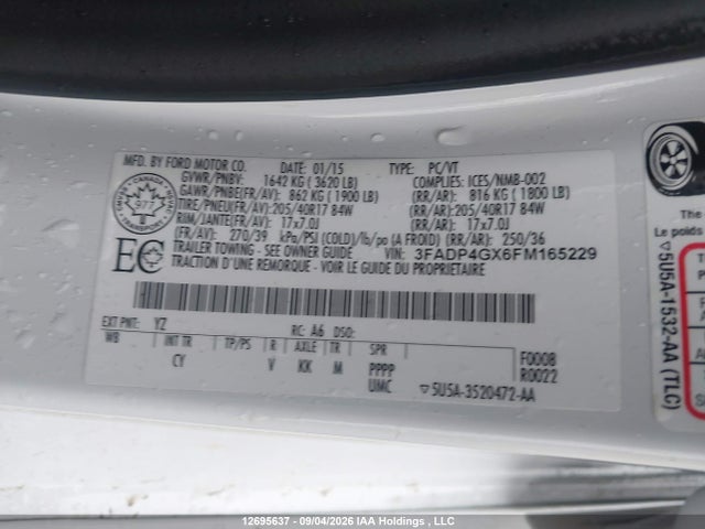 Продажа на аукционе авто 2015 Ford Fiesta St, vin: 3FADP4GX6FM165229, номер лота: 12695637