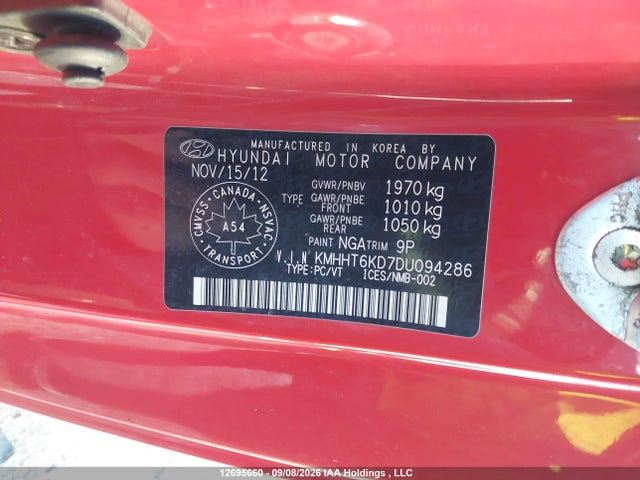 2013 Hyundai Genesis 2.0t Premium მანქანა იყიდება აუქციონზე, vin: KMHHT6KD7DU094286, აუქციონის ნომერი: 12695660