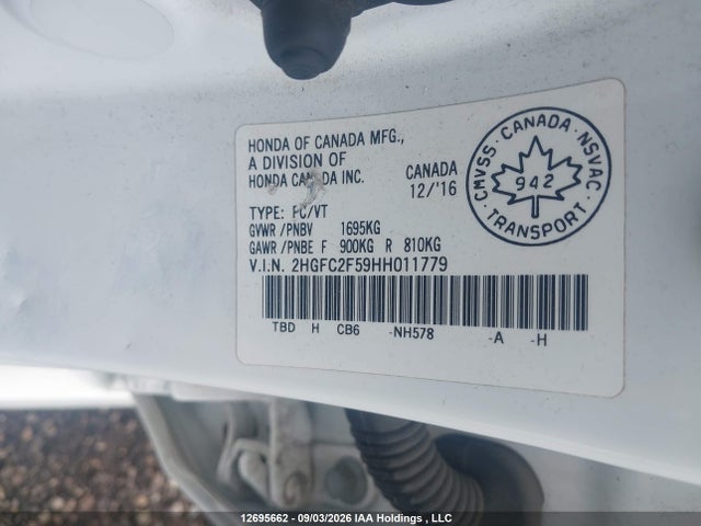 Aukcja sprzedaży 2017 Honda Civic Lx, vin: 2HGFC2F59HH011779, numer aukcji: 12695662