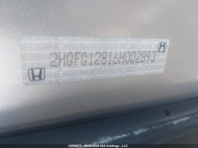 2006 Honda Civic Ex მანქანა იყიდება აუქციონზე, vin: 2HGFG12816H002893, აუქციონის ნომერი: 12695673