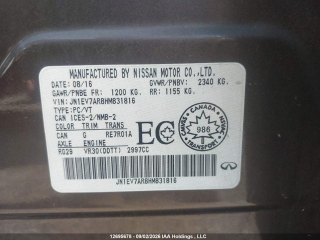 Infiniti Q50 3.0t 2017 JN1EV7AR8HM831816 Image 9