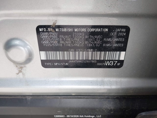 Aukcja sprzedaży 2025 Mitsubishi Eclipse Cross, vin: JA4ATVAA2SZ607865, numer aukcji: 12695683