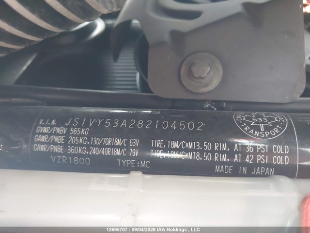 Продажа на аукционе авто 2008 Suzuki Vzr1800, vin: JS1VY53A282104502, номер лота: 12695707