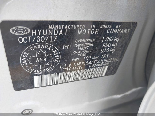 Продажа на аукционе авто 2018 Hyundai Elantra Gl, vin: KMHD84LFXJU582552, номер лота: 12695743