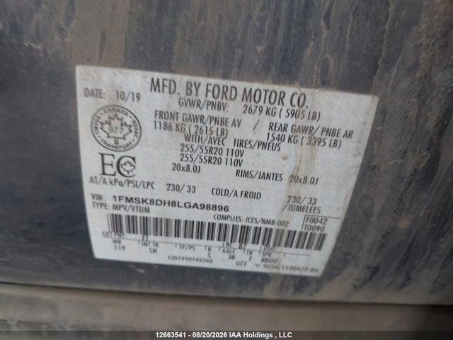 Ford EXPLORER XLT 2020 1FMSK8DH8LGA98896 Image 17