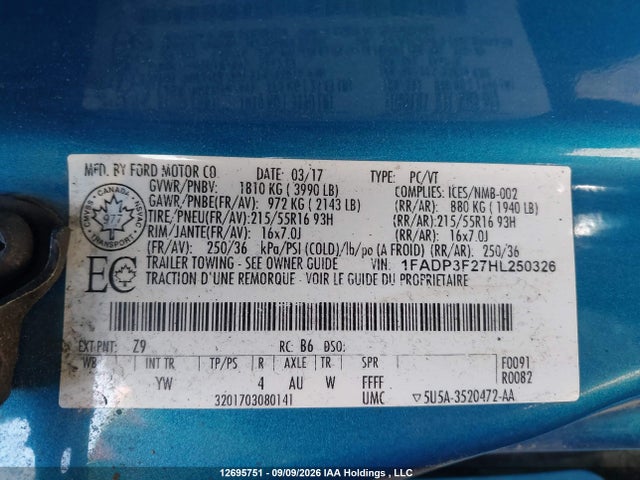 Ford FOCUS SE 2017 1FADP3F27HL250326 Image 19