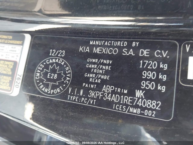 3KPF34AD1RE740882 KIA Forte Ex/ex Premium/ex+/gt-line