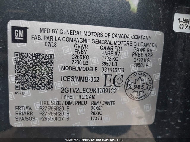 GMC Sierra Limited K1500 2019 2GTV2LEC9K1109133 Image 19