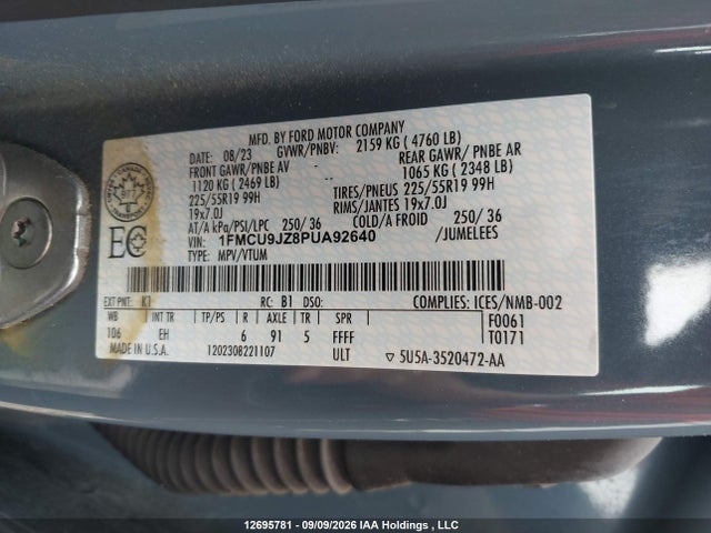 Ford Escape 2023 1FMCU9JZ8PUA92640 Image 9