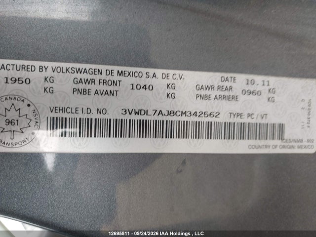 Продаж на аукціоні авто 2012 Volkswagen Jetta Tdi, vin: 3VWDL7AJ8CM342562, номер лоту: 12695811