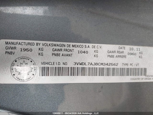 Продаж на аукціоні авто 2012 Volkswagen Jetta Tdi, vin: 3VWDL7AJ8CM342562, номер лоту: 12695811