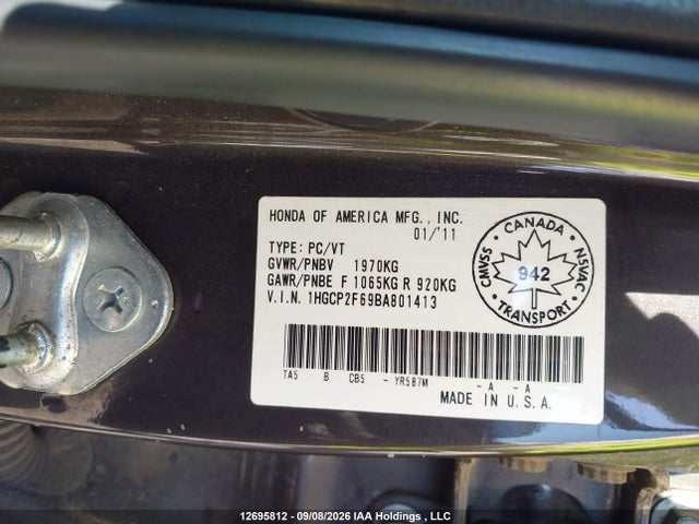Продаж на аукціоні авто 2011 Honda Accord Se, vin: 1HGCP2F69BA801413, номер лоту: 12695812