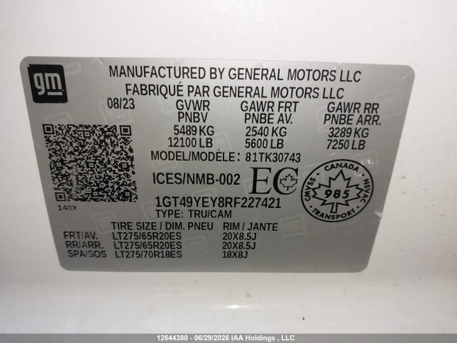 1GT49YEY8RF227421 GMC Sierra 3500hd Denali Ultimate