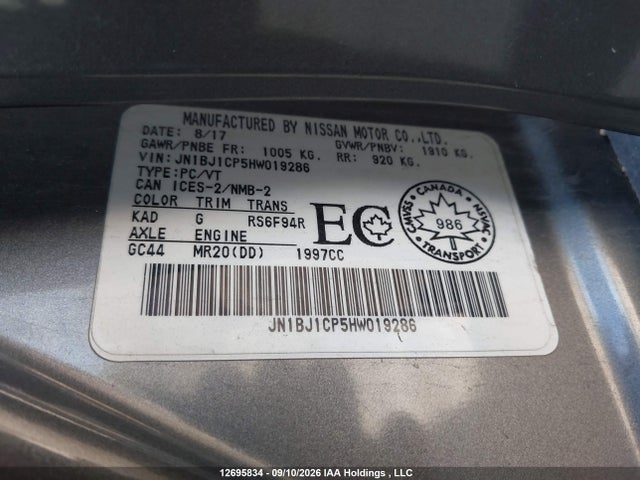 JN1BJ1CP5HW019286 Nissan Qashqai S/sv