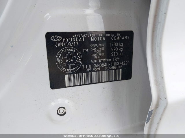 KMHD84LF1HU374229 Hyundai Elantra