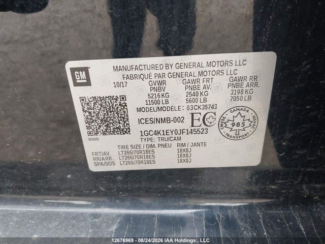 1GC4K1EY0JF145523 Chevrolet Silverado 3500hd High Country