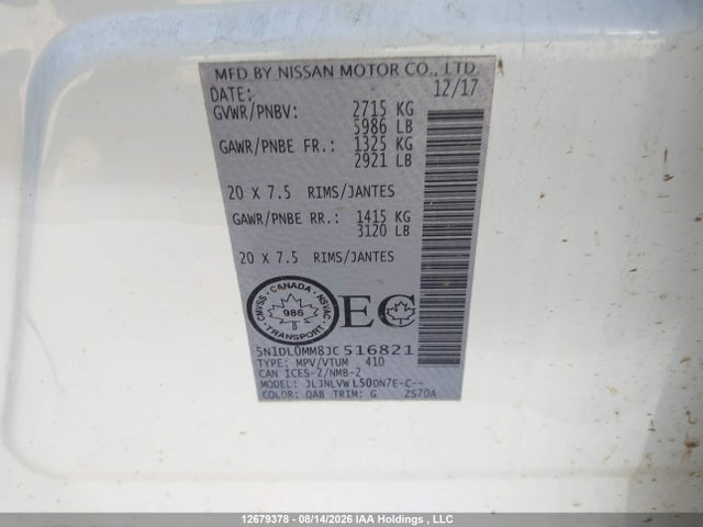 5N1DL0MM8JC516821 Infiniti QX60