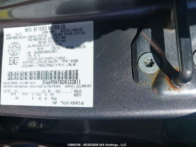 2013 Ford Fusion Se მანქანა იყიდება აუქციონზე, vin: 3FA6P0H78DR333811, აუქციონის ნომერი: 12685106