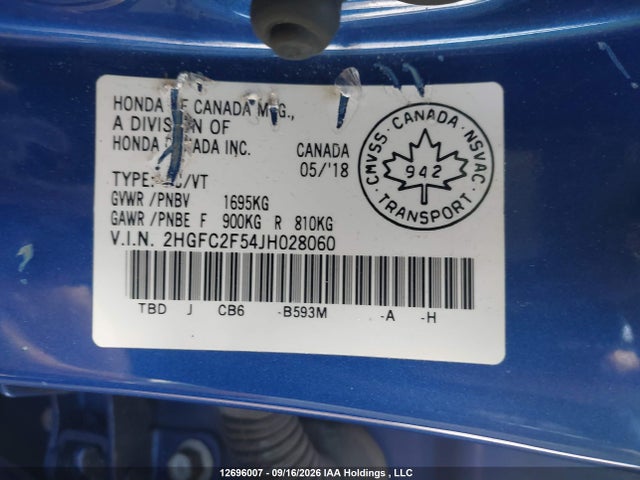 2HGFC2F54JH028060 Honda Civic Lx