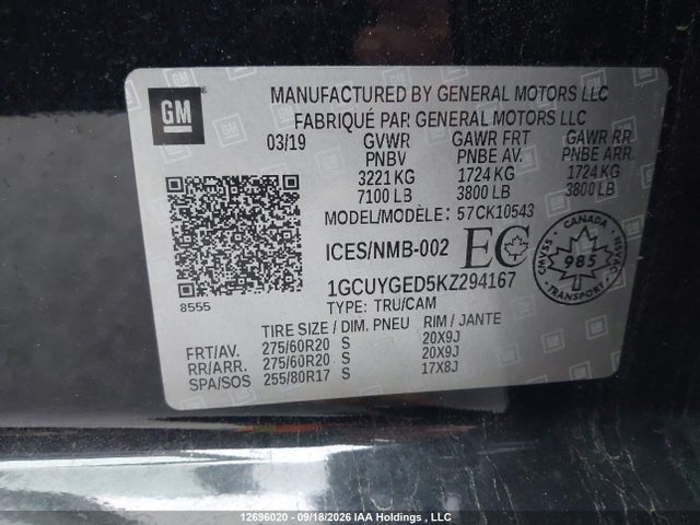 Chevrolet Silverado K1500 Ltz 2019 1GCUYGED5KZ294167 Image 9