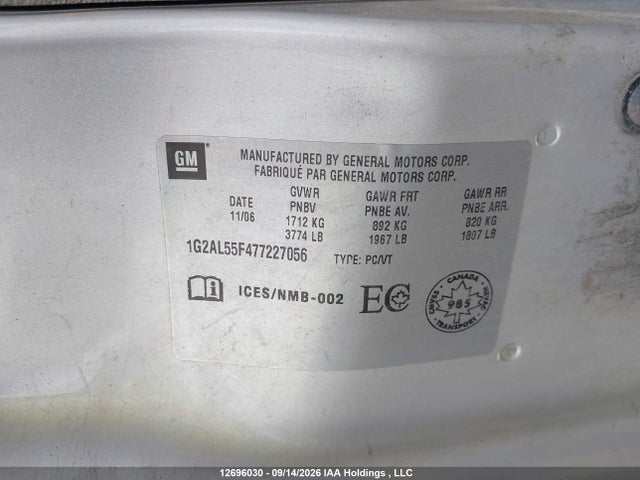 Продаж на аукціоні авто 2007 Pontiac G5, vin: 1G2AL55F477227056, номер лоту: 12696030