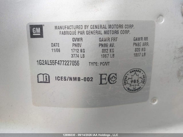 Продаж на аукціоні авто 2007 Pontiac G5, vin: 1G2AL55F477227056, номер лоту: 12696030