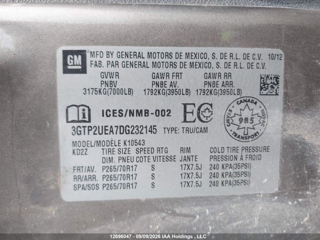 Продаж на аукціоні авто 2013 Gmc Sierra 1500 Sl, vin: 3GTP2UEA7DG232145, номер лоту: 12696047