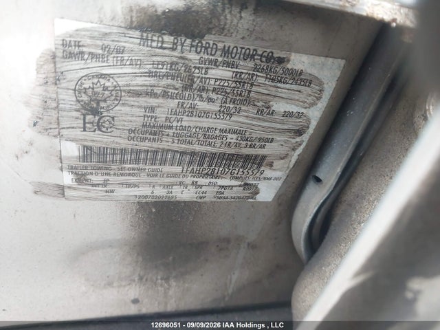 12696051 :رقم المزاد ، 1FAHP28107G155579 vin ، 2007 Ford Five Hundred مزاد بيع