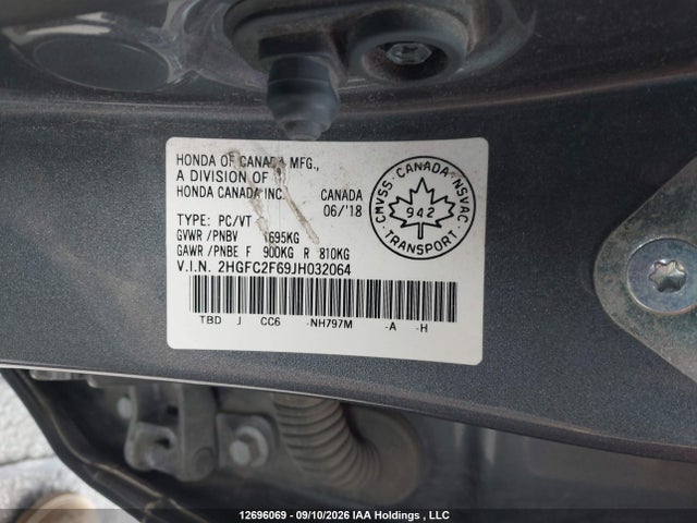 Продажа на аукционе авто 2018 Honda Civic, vin: 2HGFC2F69JH032064, номер лота: 12696069