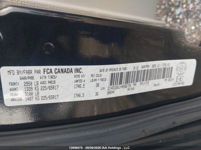 Продаж на аукціоні авто 2017 Dodge Grand Caravan Se, vin: 2C4RDGBG1HR586739, номер лоту: 12696078