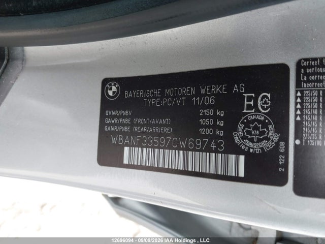 12696094 :رقم المزاد ، WBANF33597CW69743 vin ، 2007 Bmw 525xi مزاد بيع