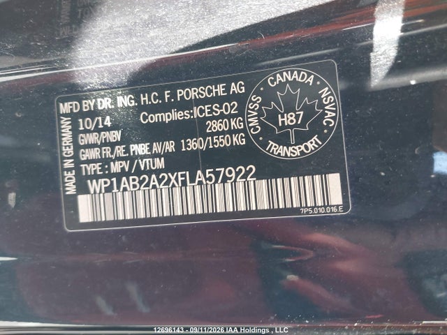 Porsche CAYENNE S 2015 WP1AB2A2XFLA57922 Image 9