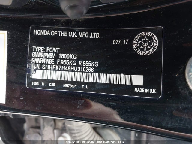 2017 Honda Civic Sport მანქანა იყიდება აუქციონზე, vin: SHHFK7H48HU310266, აუქციონის ნომერი: 12696158