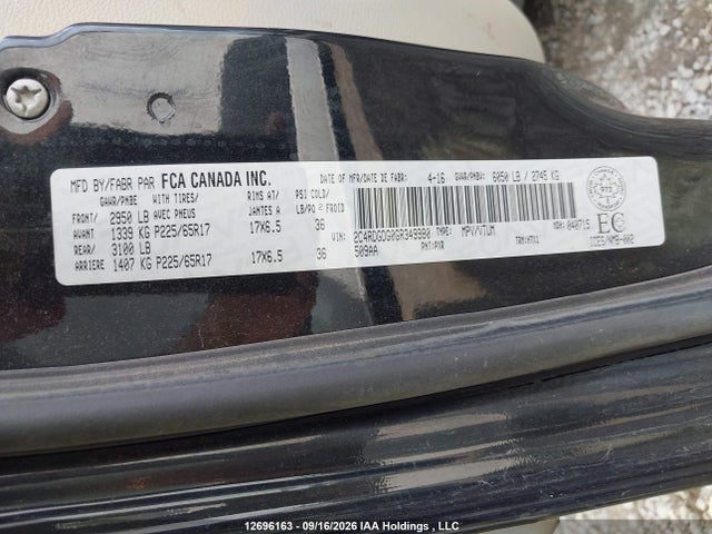 Dodge Grand Caravan Crew 2016 2C4RDGDG0GR349980 Image 9