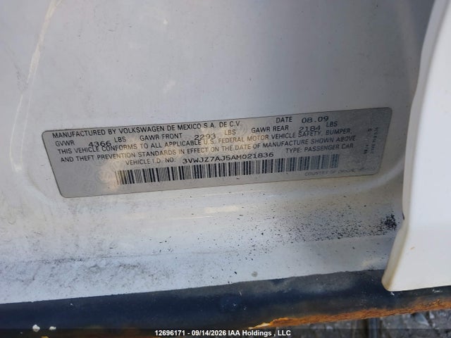 Продаж на аукціоні авто 2010 Volkswagen Jetta S, vin: 3VWJZ7AJ5AM021836, номер лоту: 12696171