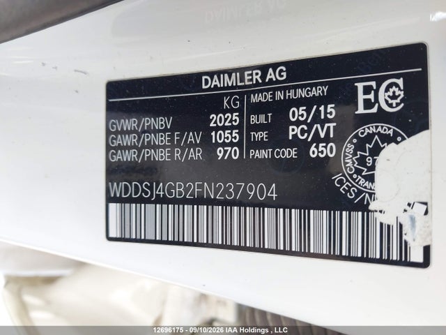Aukcja sprzedaży 2015 Mercedes-benz Cla 250 4matic, vin: WDDSJ4GB2FN237904, numer aukcji: 12696175