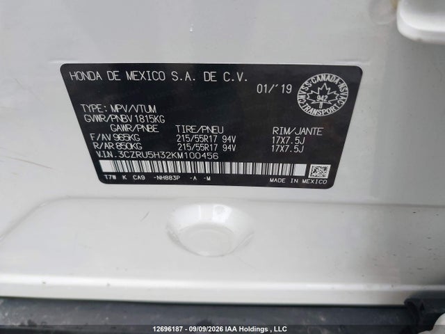 Honda HR-V LX 2019 3CZRU5H32KM100456 Image 9