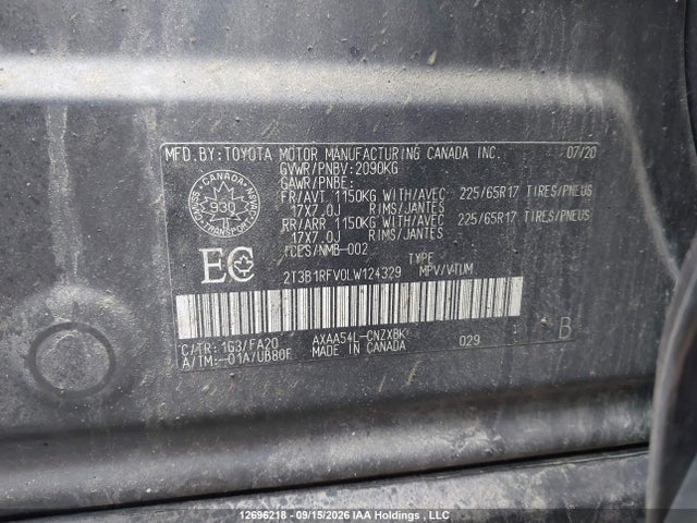 2T3B1RFV0LW124329 Toyota RAV4 LE