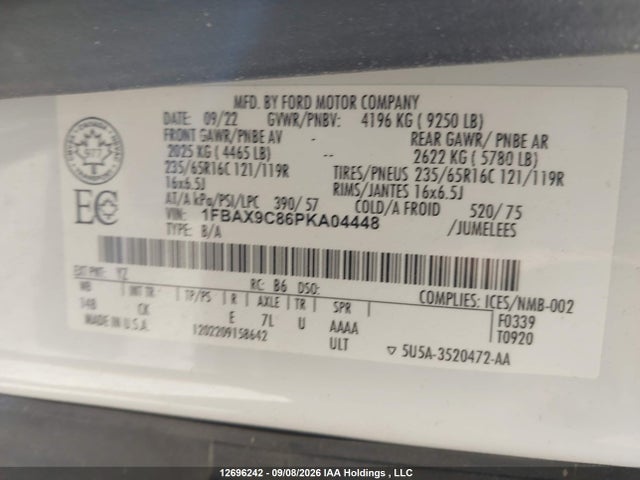 Продаж на аукціоні авто 2023 Ford Transit T-350, vin: 1FBAX9C86PKA04448, номер лоту: 12696242