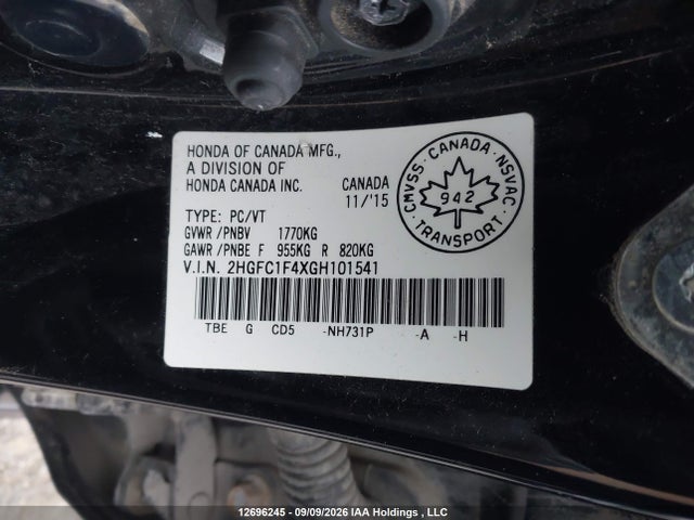 Продажа на аукционе авто 2016 Honda Civic Ex, vin: 2HGFC1F4XGH101541, номер лота: 12696245