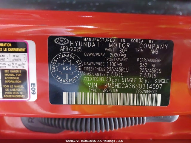 Aukcja sprzedaży 2025 Hyundai Kona Preferred Sport, vin: KM8HDCA36SU314597, numer aukcji: 12696272