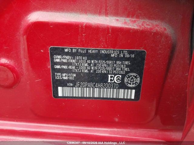 Aukcja sprzedaży 2017 Subaru Crosstrek Premium, vin: JF2GPABC4H8200370, numer aukcji: 12696307