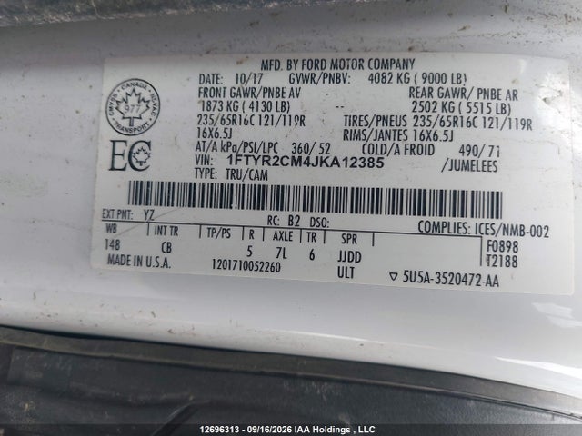 Ford Transit-250 2018 1FTYR2CM4JKA12385 Image 9