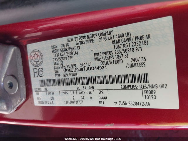 Ford Escape Titanium 2018 1FMCU9J97JUD44921 Image 9