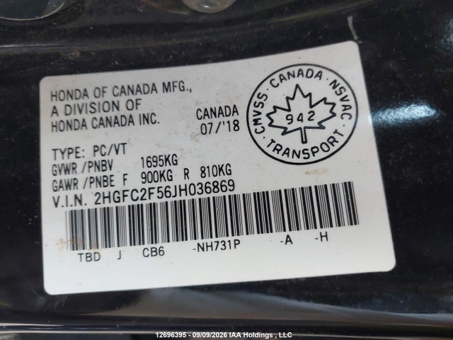 2HGFC2F56JH036869 Honda Civic Lx