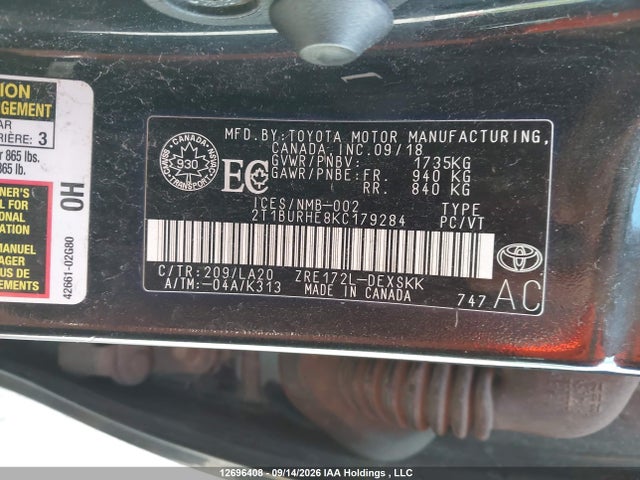 Toyota COROLLA LE 2019 2T1BURHE8KC179284 Image 18